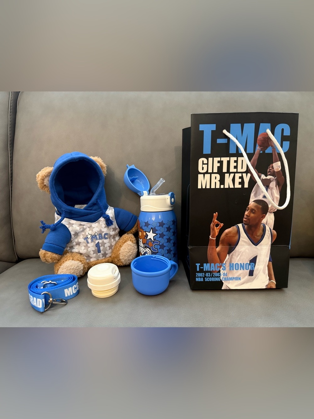 T-MAC Tracy McGrady Gift Set Teddy Bear Water Bottle Lanyard New in Box